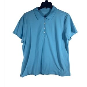 St. Johns Bay Petite Classic Polo XL Blue Cotton Blend Short Sleeve Shirt NEW
